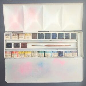 Vintage Winsor & Newton Watercolor Set with Brush